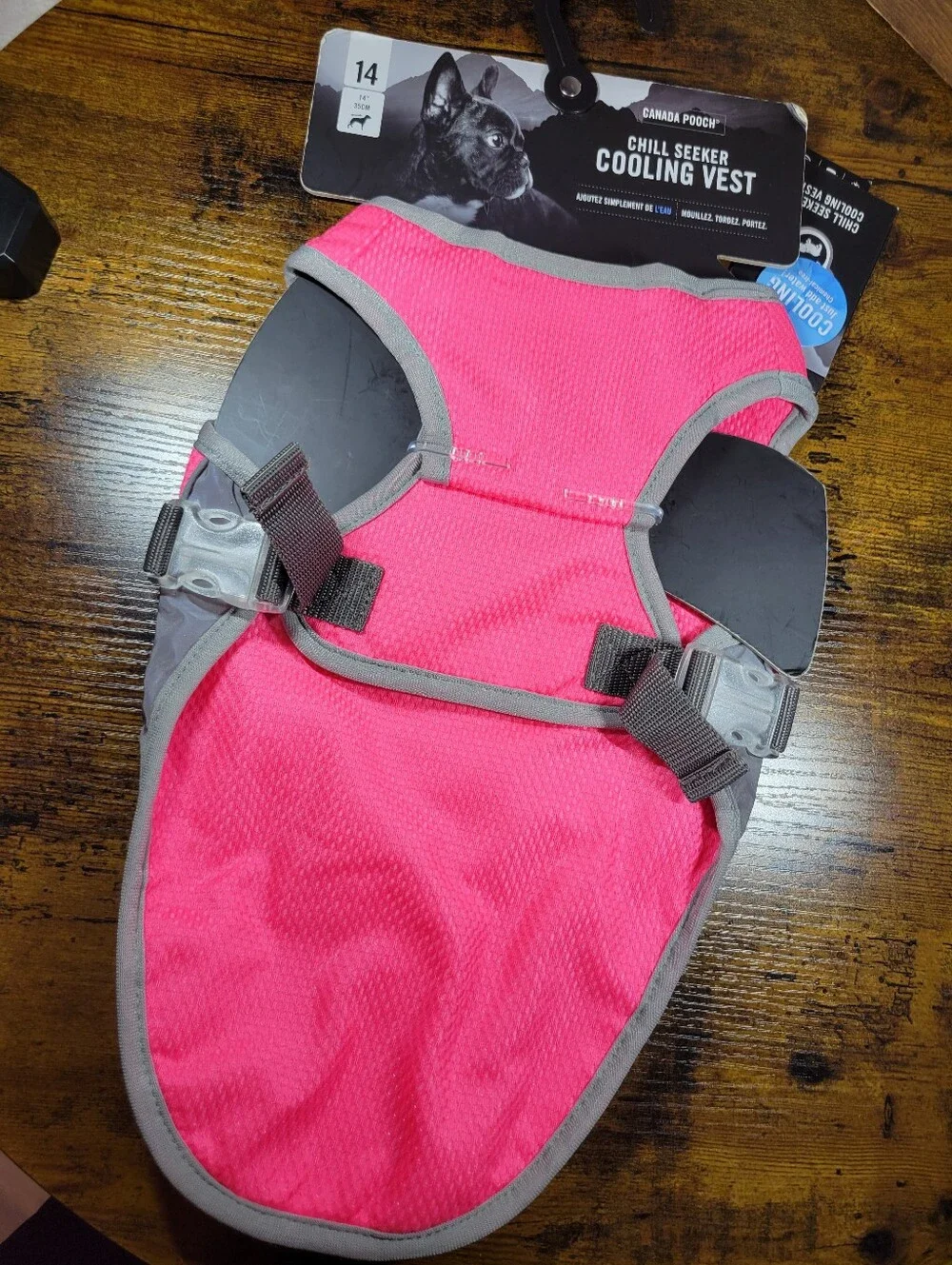 Canada Pooch Chill Seeker Cooling Vest - Hot Pink & Gray